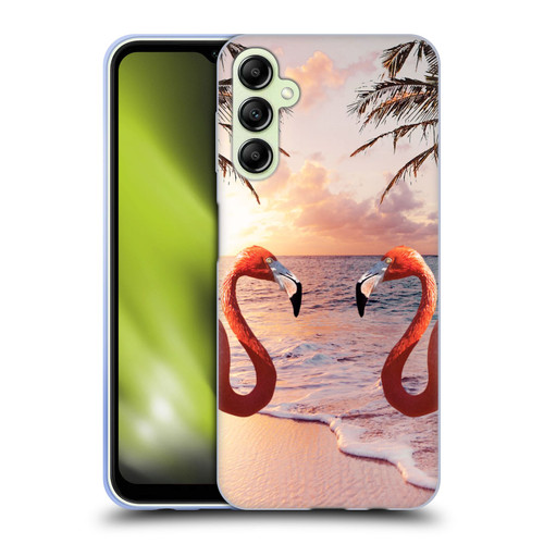 Random Galaxy Mixed Designs Flamingos & Palm Trees Soft Gel Case for Samsung Galaxy A14 5G
