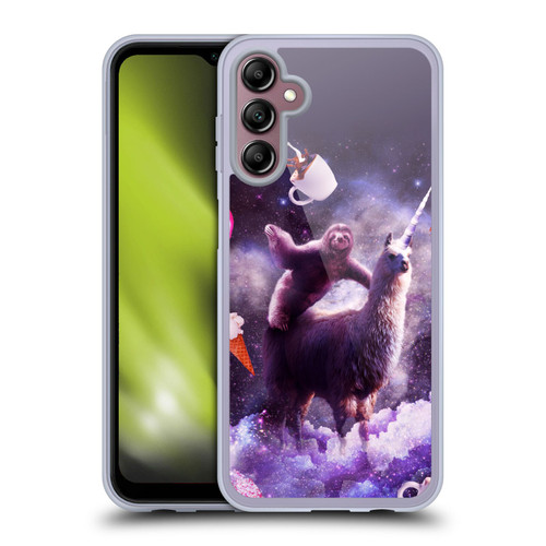Random Galaxy Mixed Designs Sloth Riding Unicorn Soft Gel Case for Samsung Galaxy A14 5G