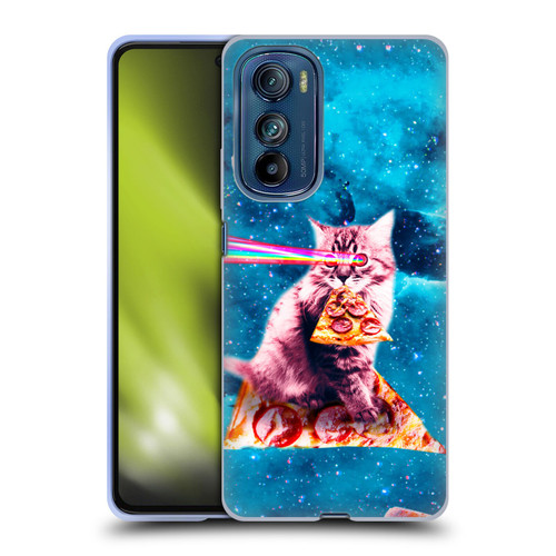 Random Galaxy Space Cat Lazer Eye & Pizza Soft Gel Case for Motorola Edge 30