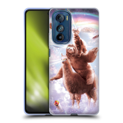 Random Galaxy Space Llama Sloth & Cat Lazer Eyes Soft Gel Case for Motorola Edge 30