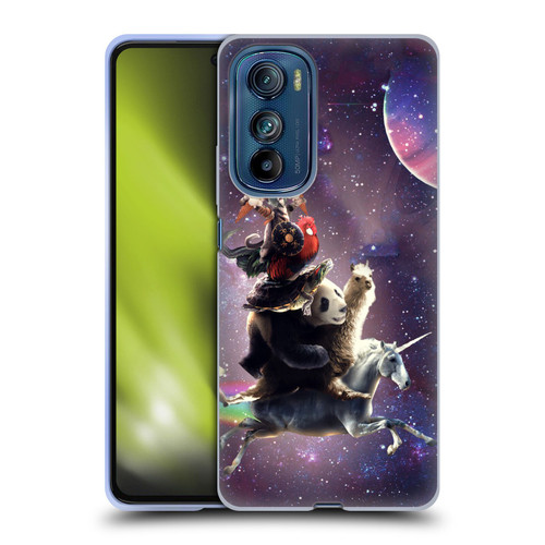 Random Galaxy Space Llama Unicorn Space Ride Soft Gel Case for Motorola Edge 30