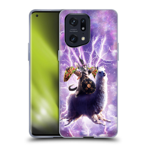 Random Galaxy Space Llama Lazer Cat & Tacos Soft Gel Case for OPPO Find X5 Pro