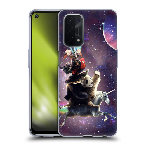 Random Galaxy Space Llama Unicorn Space Ride Soft Gel Case for OPPO A54 5G