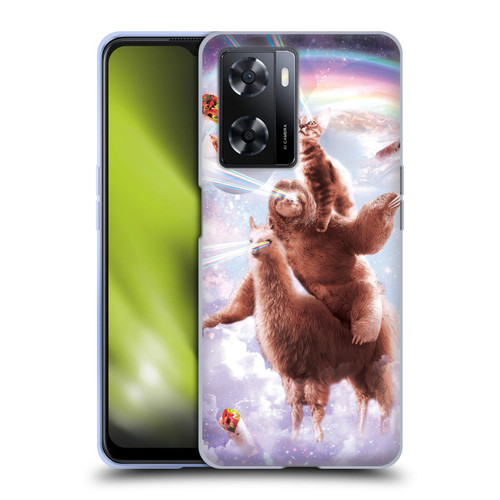 Random Galaxy Space Llama Sloth & Cat Lazer Eyes Soft Gel Case for OPPO A57s
