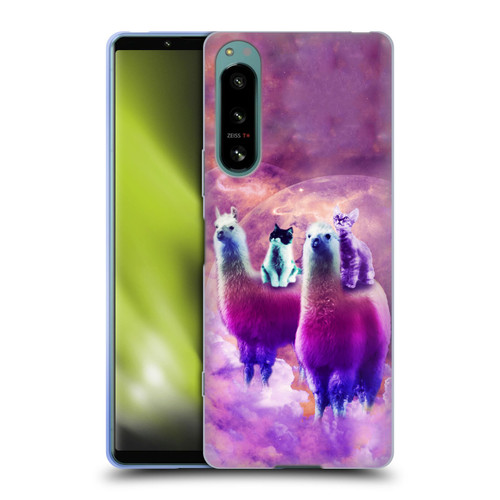 Random Galaxy Space Llama Kitty & Cat Soft Gel Case for Sony Xperia 5 IV