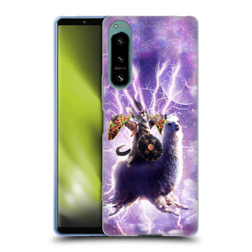 Random Galaxy Space Llama Lazer Cat & Tacos Soft Gel Case for Sony Xperia 5 IV