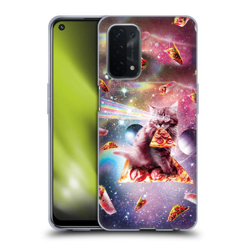 Random Galaxy Space Pizza Ride Outer Space Lazer Cat Soft Gel Case for OPPO A54 5G