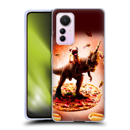 Random Galaxy Space Pizza Ride Pug & Dinosaur Unicorn Soft Gel Case for Xiaomi 12 Lite
