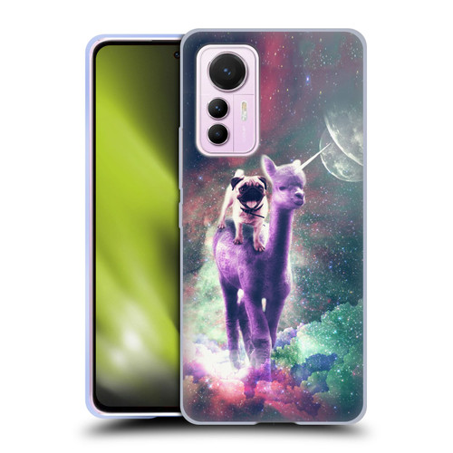 Random Galaxy Space Unicorn Ride Pug Riding Llama Soft Gel Case for Xiaomi 12 Lite