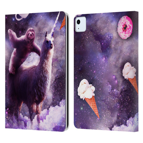 Random Galaxy Mixed Designs Sloth Riding Unicorn Leather Book Wallet Case Cover For Apple iPad Air 11 2020/2022/2024