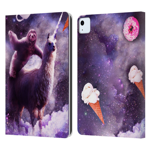 Random Galaxy Mixed Designs Sloth Riding Unicorn Leather Book Wallet Case Cover For Apple iPad Air 2020 / 2022