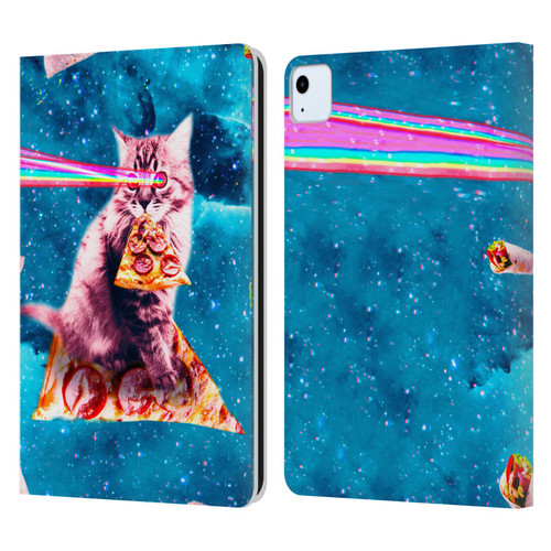 Random Galaxy Space Cat Lazer Eye & Pizza Leather Book Wallet Case Cover For Apple iPad Air 2020 / 2022