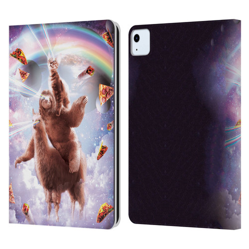 Random Galaxy Space Llama Sloth & Cat Lazer Eyes Leather Book Wallet Case Cover For Apple iPad Air 11 2020/2022/2024
