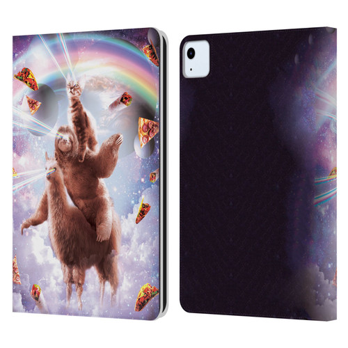 Random Galaxy Space Llama Sloth & Cat Lazer Eyes Leather Book Wallet Case Cover For Apple iPad Air 2020 / 2022