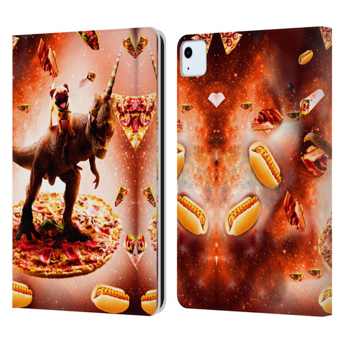 Random Galaxy Space Pizza Ride Pug & Dinosaur Unicorn Leather Book Wallet Case Cover For Apple iPad Air 2020 / 2022