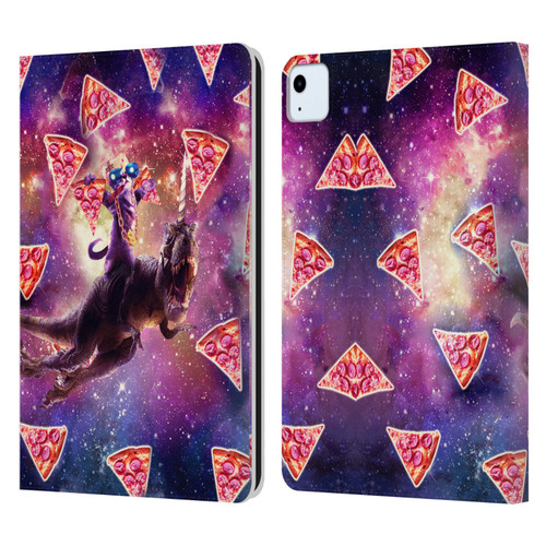 Random Galaxy Space Pizza Ride Thug Cat & Dinosaur Unicorn Leather Book Wallet Case Cover For Apple iPad Air 2020 / 2022