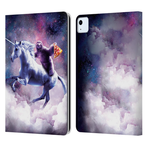Random Galaxy Space Unicorn Ride Pizza Sloth Leather Book Wallet Case Cover For Apple iPad Air 2020 / 2022