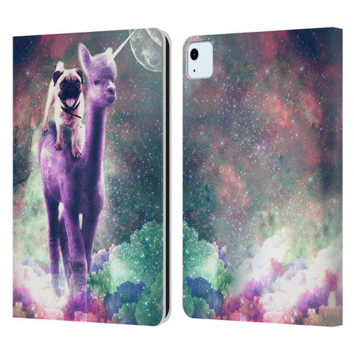 Random Galaxy Space Unicorn Ride Pug Riding Llama Leather Book Wallet Case Cover For Apple iPad Air 11 2020/2022/2024