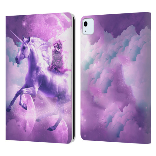 Random Galaxy Space Unicorn Ride Purple Galaxy Cat Leather Book Wallet Case Cover For Apple iPad Air 2020 / 2022