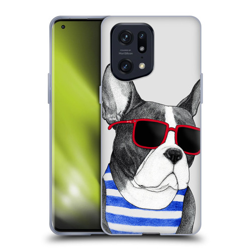 Barruf Dogs Frenchie Summer Style Soft Gel Case for OPPO Find X5 Pro