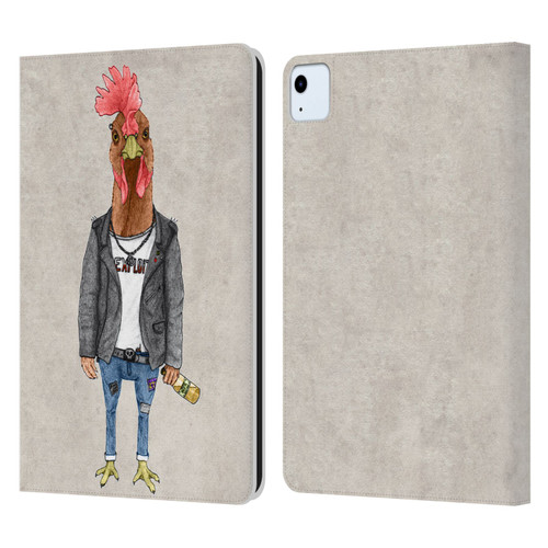 Barruf Animals Punk Rooster Leather Book Wallet Case Cover For Apple iPad Air 2020 / 2022