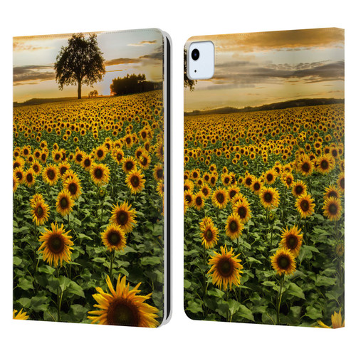 Celebrate Life Gallery Florals Big Sunflower Field Leather Book Wallet Case Cover For Apple iPad Air 2020 / 2022