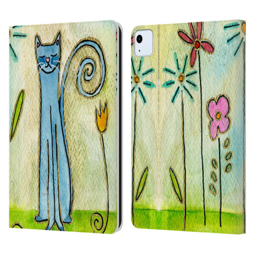 Wyanne Cat Blue Cat In The Flower Garden Leather Book Wallet Case Cover For Apple iPad Air 11 2020/2022/2024