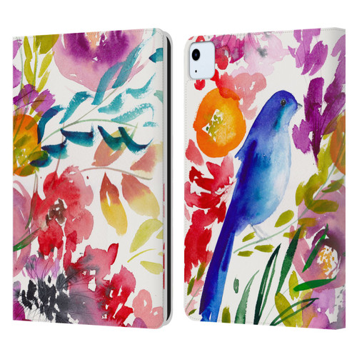 Mai Autumn Floral Garden Bluebird Leather Book Wallet Case Cover For Apple iPad Air 2020 / 2022