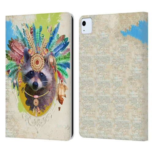 Duirwaigh Boho Animals Raccoon Leather Book Wallet Case Cover For Apple iPad Air 11 2020/2022/2024