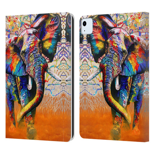 Graeme Stevenson Colourful Wildlife Elephant 4 Leather Book Wallet Case Cover For Apple iPad Air 2020 / 2022