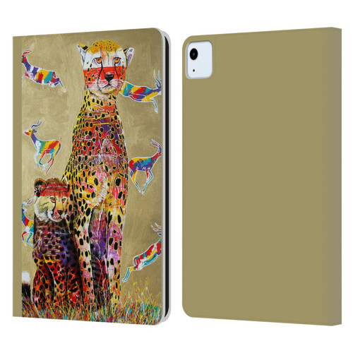 Graeme Stevenson Colourful Wildlife Cheetah Leather Book Wallet Case Cover For Apple iPad Air 11 2020/2022/2024