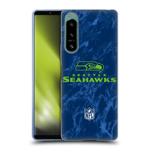 NFL Seattle Seahawks Graphics Coloured Marble Soft Gel Case for Sony Xperia 5 IV