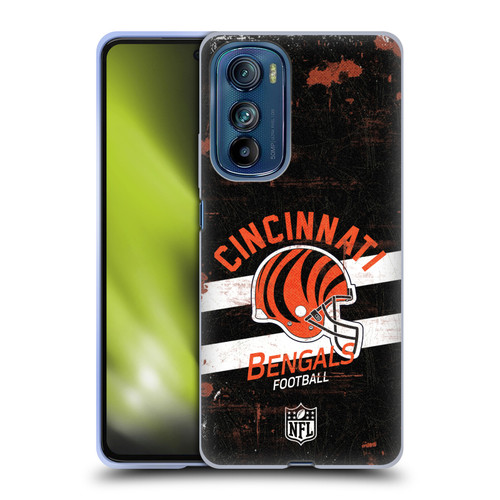 NFL Cincinnati Bengals Logo Art Helmet Distressed Soft Gel Case for Motorola Edge 30
