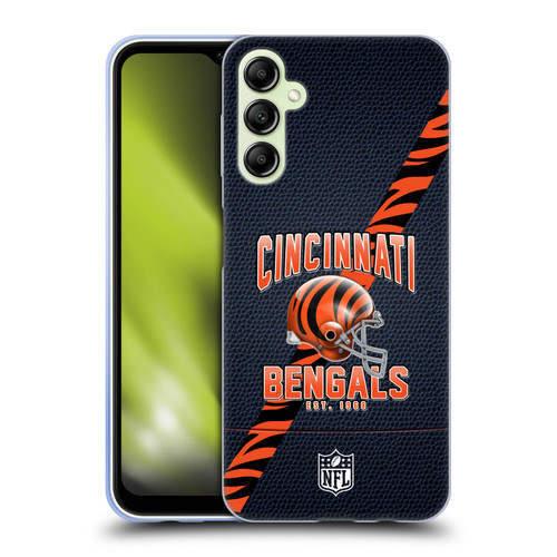 NFL Cincinnati Bengals Logo Art Football Stripes Soft Gel Case for Samsung Galaxy A14 5G