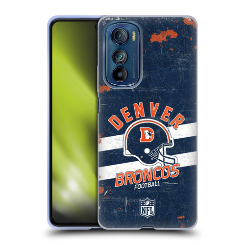 NFL Denver Broncos Logo Art Helmet Distressed Soft Gel Case for Motorola Edge 30