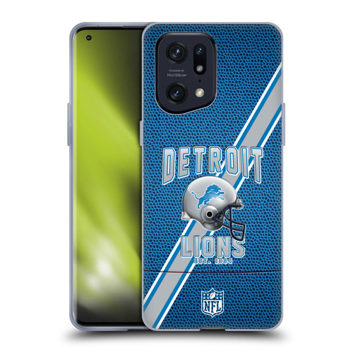 NFL Detroit Lions Logo Art Football Stripes Soft Gel Case for OPPO Find X5 Pro