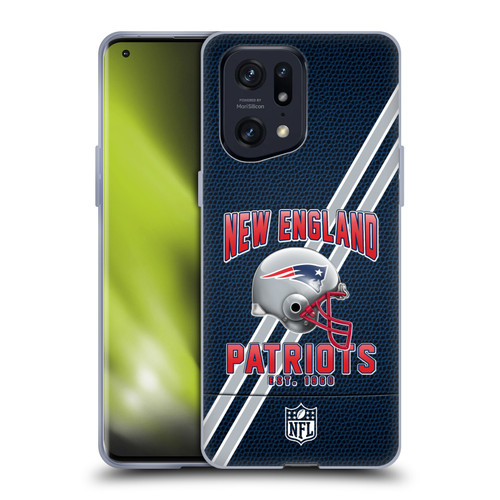 NFL New England Patriots Logo Art Football Stripes Soft Gel Case for OPPO Find X5 Pro