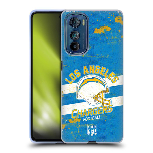 NFL Los Angeles Chargers Logo Art Helmet Distressed Soft Gel Case for Motorola Edge 30