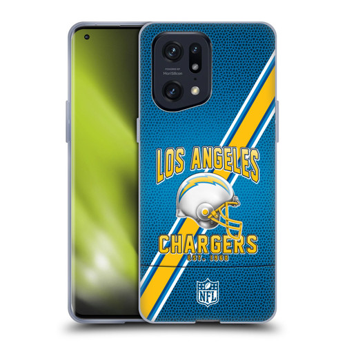 NFL Los Angeles Chargers Logo Art Football Stripes Soft Gel Case for OPPO Find X5 Pro