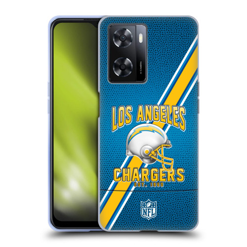 NFL Los Angeles Chargers Logo Art Football Stripes Soft Gel Case for OPPO A57s