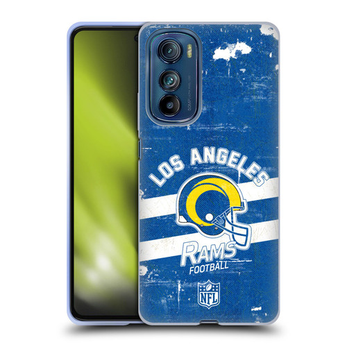 NFL Los Angeles Rams Logo Art Helmet Distressed Look 100th Soft Gel Case for Motorola Edge 30