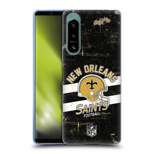 NFL New Orleans Saints Logo Art Helmet Distressed Soft Gel Case for Sony Xperia 5 IV