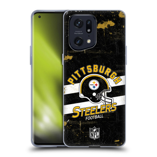 NFL Pittsburgh Steelers Logo Art Helmet Distressed Soft Gel Case for OPPO Find X5 Pro