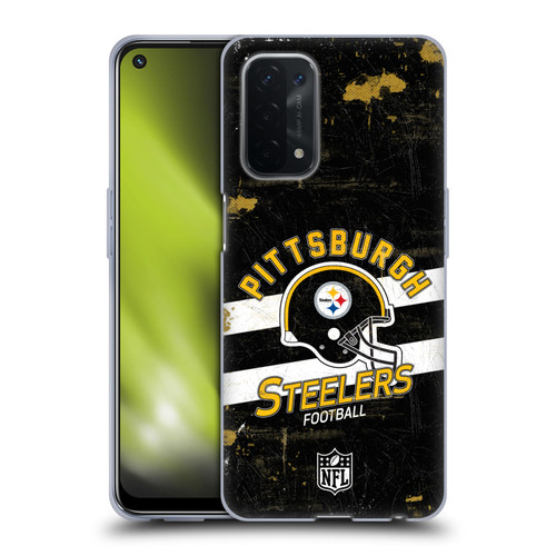 NFL Pittsburgh Steelers Logo Art Helmet Distressed Soft Gel Case for OPPO A54 5G