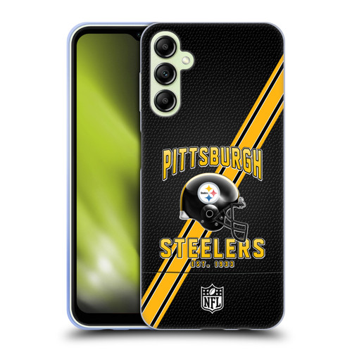 NFL Pittsburgh Steelers Logo Art Football Stripes Soft Gel Case for Samsung Galaxy A14 5G