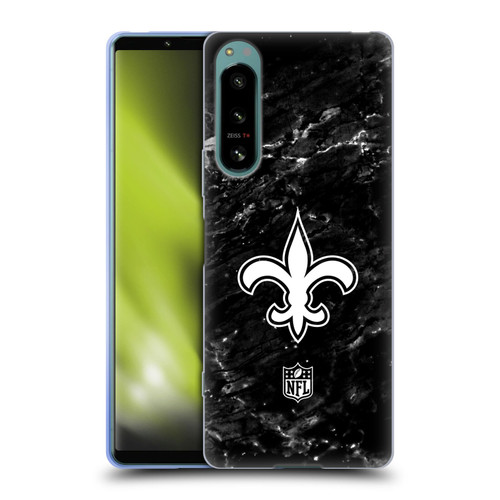 NFL New Orleans Saints Artwork Marble Soft Gel Case for Sony Xperia 5 IV