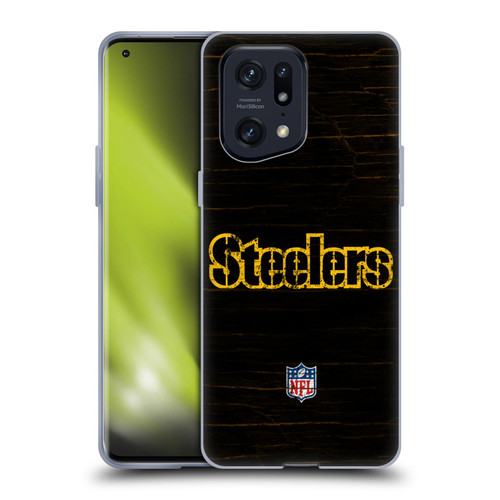 NFL Pittsburgh Steelers Logo Distressed Look Soft Gel Case for OPPO Find X5 Pro