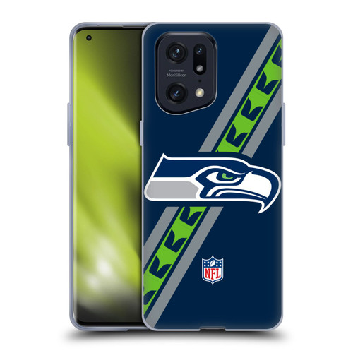 NFL Seattle Seahawks Logo Stripes Soft Gel Case for OPPO Find X5 Pro