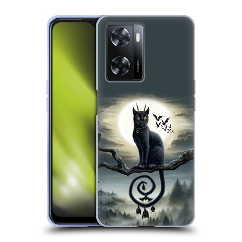 Sarah Richter Animals Gothic Black Cat & Bats Soft Gel Case for OPPO A57s