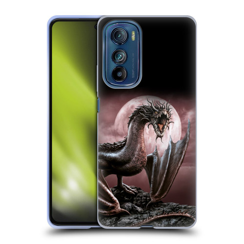 Sarah Richter Fantasy Creatures Black Dragon Roaring Soft Gel Case for Motorola Edge 30